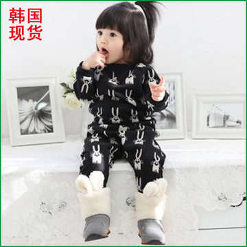 2014新款韩版童装春秋冬装女宝宝男童婴儿童衣服长袖套装