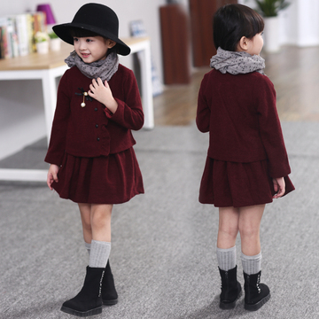 儿童秋装休闲衣服2015新款女童装潮女小童秋款上衣两件套韩版套装