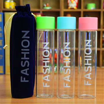 正品韩版FASHION时尚玻璃杯 创意便携带盖水杯 可爱男女士棒棒杯