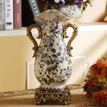 欧式陶瓷器花插高档家居饰品摆件复古花瓶时尚工艺品摆设餐桌花瓶