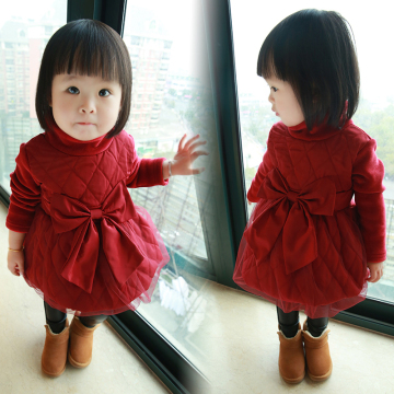 女童冬装韩版加绒连衣裙0-1-2-3岁4女宝宝加厚裙子婴儿童装公主裙