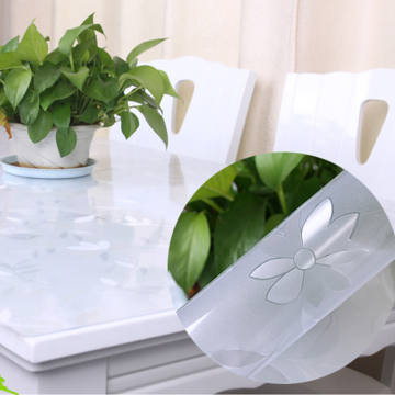 龙塑 波斯菊磨砂软玻璃PVC水晶板台布防水印桌布塑料桌垫