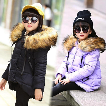 儿童羽绒服女童2015新款中长款冬装大毛领韩版中大童加厚保暖外套
