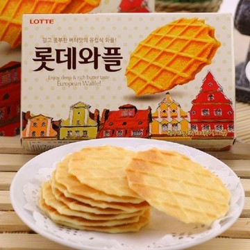 〈Yoyo〉韩国进口零食 乐天牌瓦夫鸡蛋饼干鸡蛋奶油味薄脆饼干48g