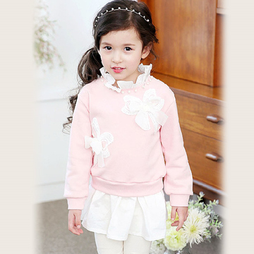 童装女童套装 2015秋季新款韩版 儿童抓绒休闲甜美两件套装