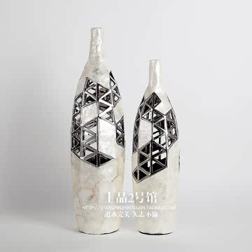 时尚抽象家居装饰品 陶瓷贴花瓶摆件现代欧式花插 家居创意工艺品