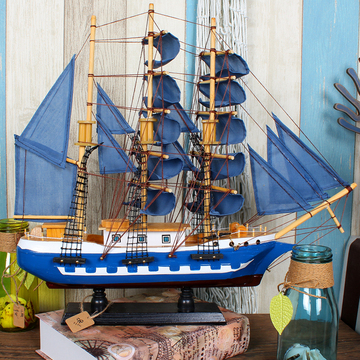 几许小甸迈瑞恩地中海摆件实木帆船酒吧儿童房餐厅书房软装装饰品