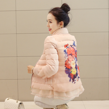 棉衣短款2015冬装新款韩版女式印花棉服女装小棉袄外套潮