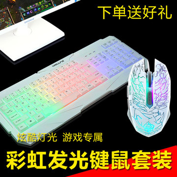 WELLRUI有线USB发光游戏键盘鼠标套装 背光笔记本台式电脑外设lol