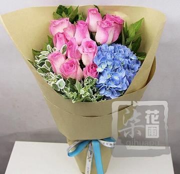 教师节安徽合肥上海杭州鲜花绣球花束高档花束蓝绣球包邮送货