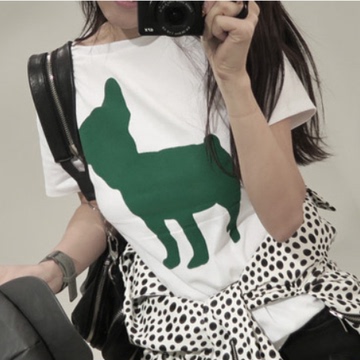 现货韩国正品代购2015春夏款My Day抽象化动物图案简约休闲T恤