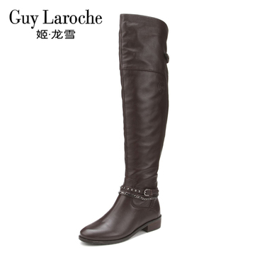 Guy Laroche姬龙雪 专柜同步款牛皮低跟超高靴靴子女鞋