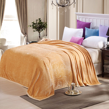 素色剪花毯法兰绒毯升级珊瑚绒床单旅行毯休闲毯空调被多用途毯