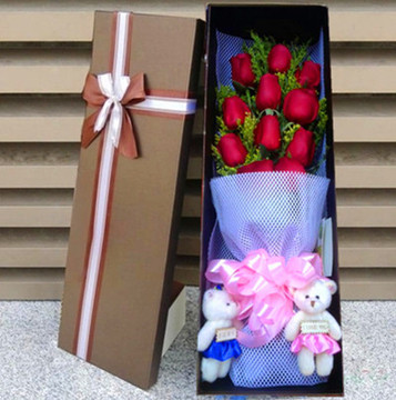 11朵玫瑰花礼盒长沙宁波合肥石家庄兰州哈尔滨七夕情人节鲜花全国