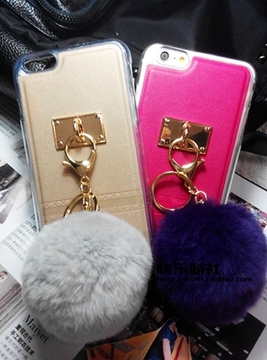 獭兔毛挂件6手机壳毛毛球iPhone6plus手机套毛绒苹果5保护套挂饰