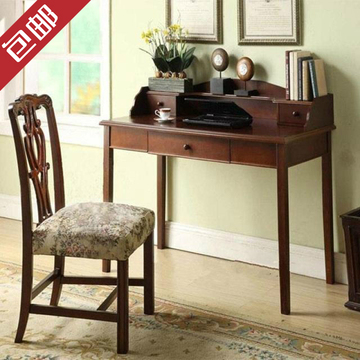 特价包邮美式电脑桌实木书桌办公桌学习桌写字台梳妆桌不带椅子