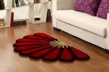 圆形立体3D花朵地毯真丝地毯床前门垫吊篮地毯个性地毯电脑椅定制