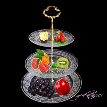 玻璃水果盘 蛋糕盘零食干果盘三层多层水果盘欧式创意点心盘包邮