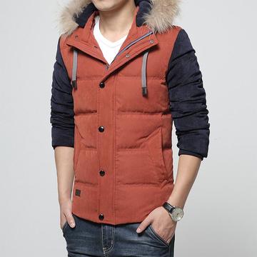2015冬装新款男士羽绒服短款加厚保暖大毛领韩版修身时尚休闲外套