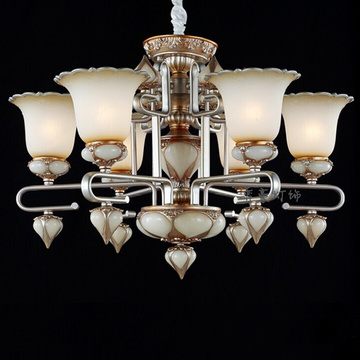 欧式奢华玉石银色吊灯 6头卧室餐厅灯具 3头树脂高档客厅美式吊灯