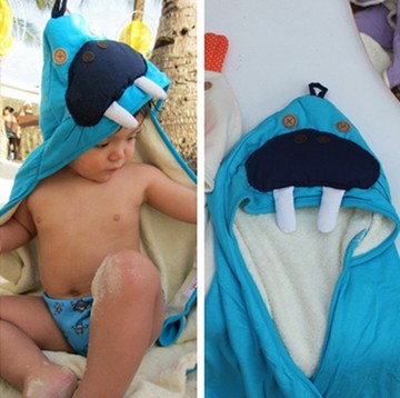 加拿大浴巾 纯棉吸水 婴幼儿童抱被沙滩防晒浴巾 斗篷 带帽多用途