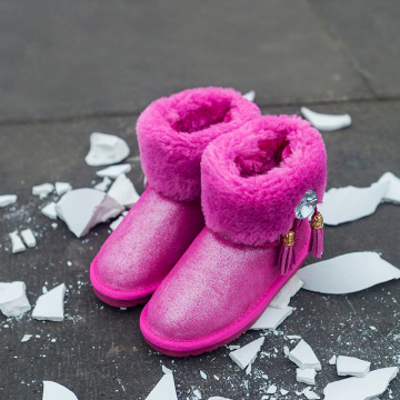 2015秋冬新款女童雪地靴短靴冬季防水儿童真皮靴子流苏中大童棉鞋