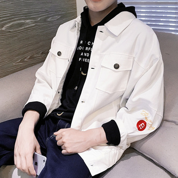 2016秋季潮流夹克男日系学生上衣外穿青年纯色修身休闲长袖外套男