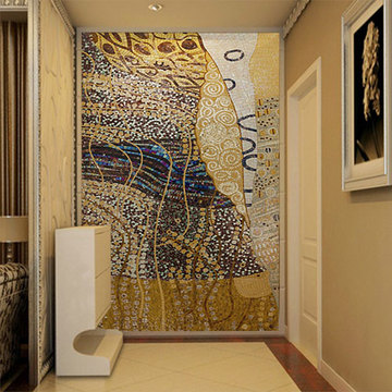大圣马赛克剪画冰玉镜面欧式玄关拼图拼花客厅背景墙抽象艺术油画