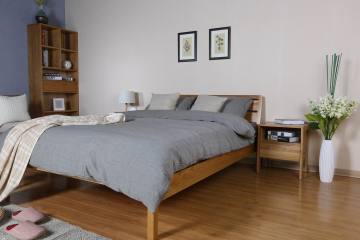 包邮 实木 橡木设计床 环保单人双人床 1.5 1.8米 简约现代床