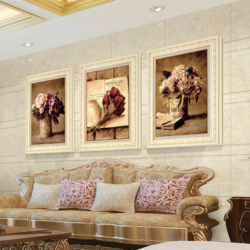欧式客厅沙发背景墙装饰画挂画 卧室餐厅简约有框画壁画 郁金香