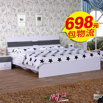 1.2米床板床简约现代板式床宜家单人床 双人床1.8米特价 1.5米床