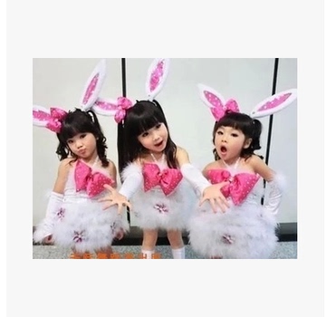 儿童小兔子表演服裙粉色少儿六一小动物演出服表演服幼儿现代舞服