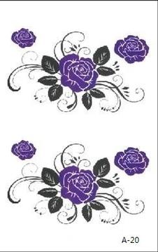 紫色动感花朵纹身贴 个性创意刺青 男女款防水时尚仿真纹身贴纸