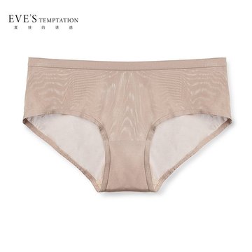 EVE'S夏娃的诱惑正品光面无痕中腰内裤女式平角裤黑色肤色1369230