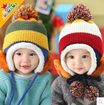 童帽新款加绒加厚婴儿冬帽男女儿童帽熊出没宝宝帽子 护耳帽包邮