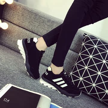 2016春季韩版新款运动鞋女系带平跟防滑透气跑鞋学生圆头休闲鞋潮