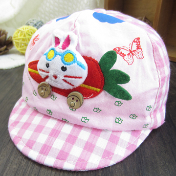 秋季新款 可爱小兔子女宝宝男婴儿纯棉柔软鸭舌帽遮阳帽太阳帽子