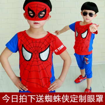 童装套装男童2016夏季新款儿童中小童短袖卡通休闲蜘蛛侠两件套装
