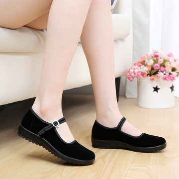 老北京布鞋中年女鞋保洁鞋妈妈鞋单鞋工作鞋黑色舞蹈女布鞋礼仪鞋