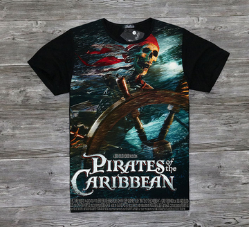 加勒比海盗船周边系列衣服 约翰尼德普杰克船长 动漫全彩短袖T恤