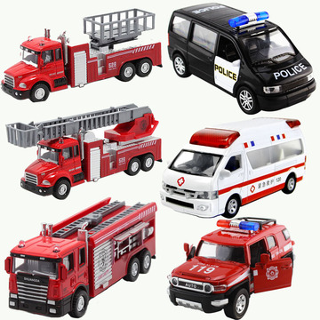 儿童玩具合金车模警车消防车云梯消防车救护车工程车玩具儿童礼物