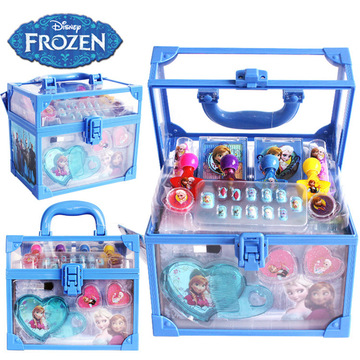 正品迪士尼公主盒冰雪奇缘手提化妆箱儿童化妆品彩妆套装女孩玩具