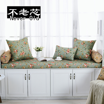 窗台飘窗垫定制高密度海绵实木沙发垫靠背垫椅垫坐垫定做玫瑰庄园