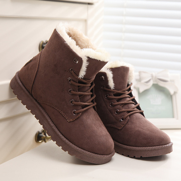 2015冬季新款 时尚百搭雪地靴棉鞋系带韩版短靴加厚加绒女靴
