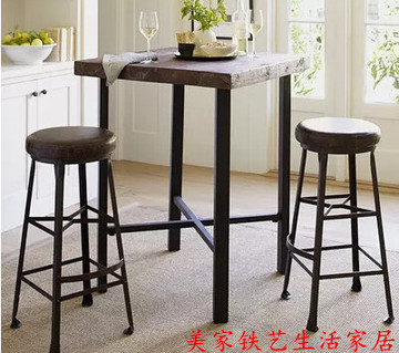 餐桌 美式长方形实木餐桌办公桌酒吧桌餐饮桌椅餐桌椅组合115