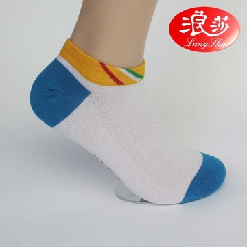 【浪莎船袜】夏季女士透气舒适短袜 时尚休闲彩点条纹短女棉袜子