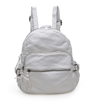 潮品酷PU纯色双肩包水洗皮休闲竖款方形背包 多功能 旅行包包
