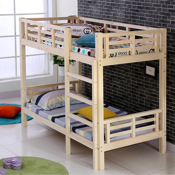 简易上下铺学生高低床 全实木儿童双层子母床 松木带爬梯两层床