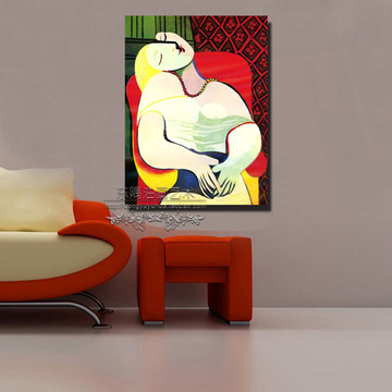 东隅油画艺术毕加索 梦 手绘 欧式现代客厅卧室玄关书房 印象包邮