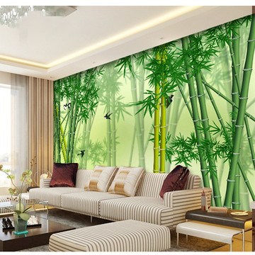 大型壁画无缝墙布电视背景墙装修无纺布壁纸客厅3D中式墙纸绿竹